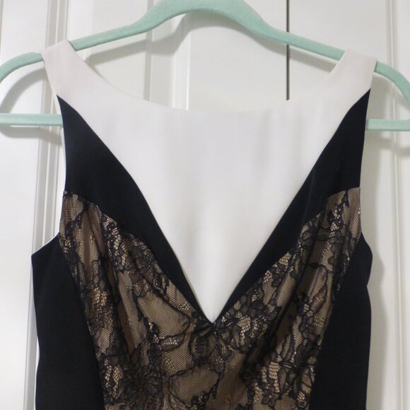 BEBE black, white and blue colour block dress with lace accent - Picture 3 of 14